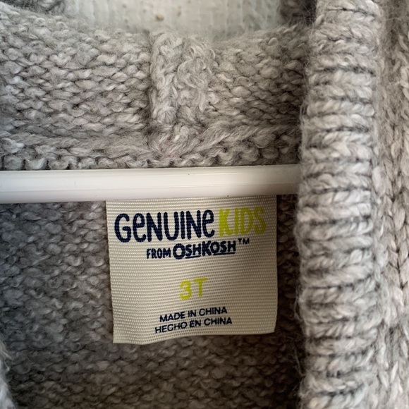 OshKosh B'gosh Gray Embroidered Acrylic Cotton Shrug Hooded Sweater sz 3T - Picture 4 of 5
